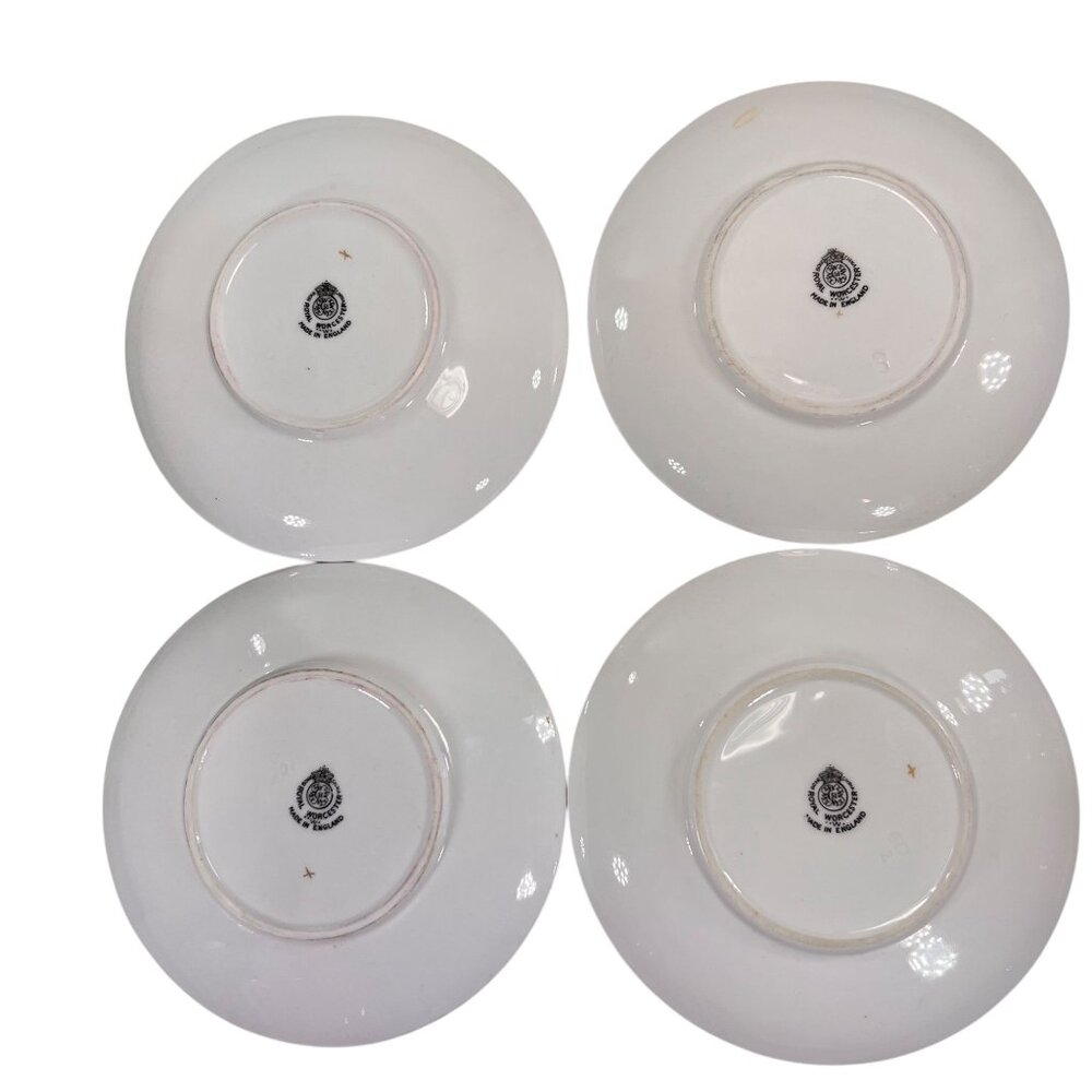 Royal Worcester Regency Red Espresso Demitasse Cups Saucers Sunburst Set Of 4 - Picture 11 of 16